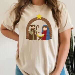 Christian Shirt Jesus Nativity Top Faux Yarn Tshirt Unisex Shirts